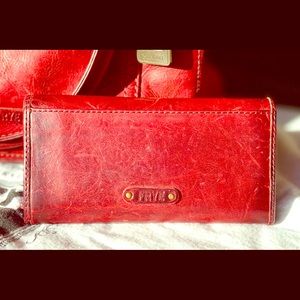 Frye wallet, red leather